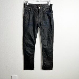Nudie Jeans Mens 29X34 Skinny Coated Black & Blue Thin Finn Indigo EE